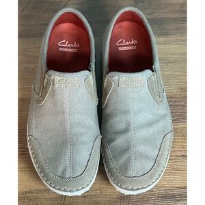 Clarks Collection Mens 10 Canvas Slip On Loafers Gray Casual Shoes 105796 15990